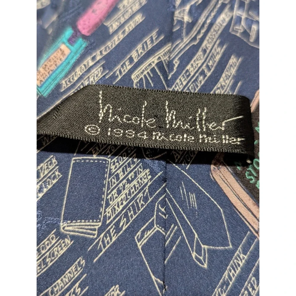 Nicole Miller Retro Electronic Tie Novelty 100% Silk Necktie Print 1994 Vintage